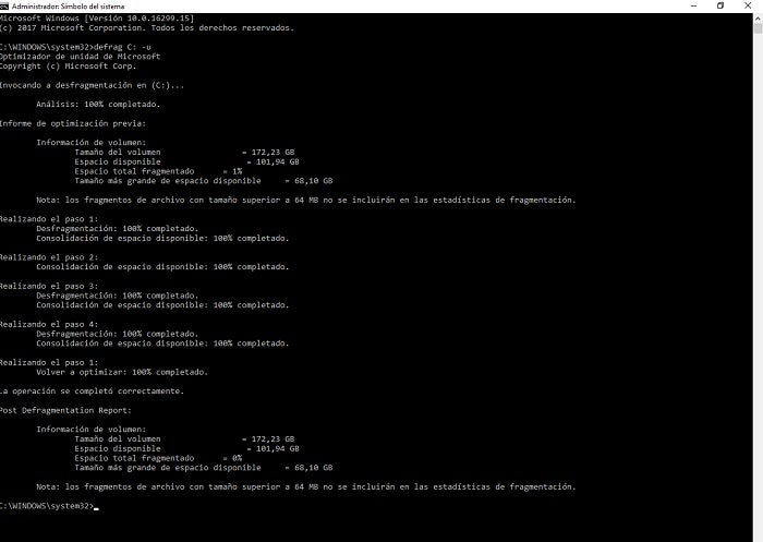 desfragmentar cmd