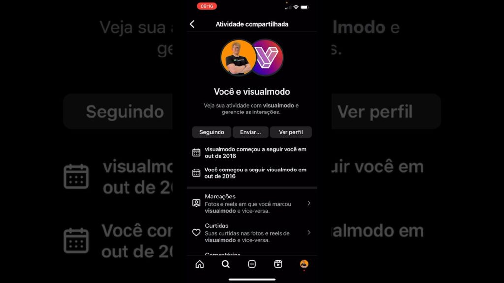Como ver atividade compartilhada entre perfis no instagram edapps 1