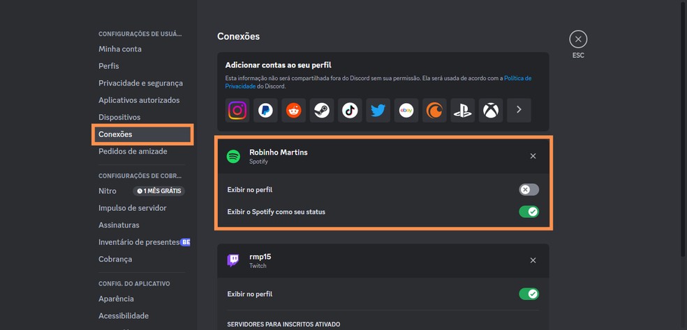 Como colocar spotify no discord edjogos 1