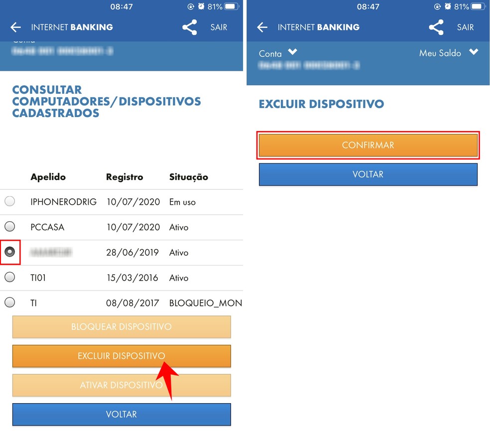 Como excluir dispositivo cadastrado na caixa 1