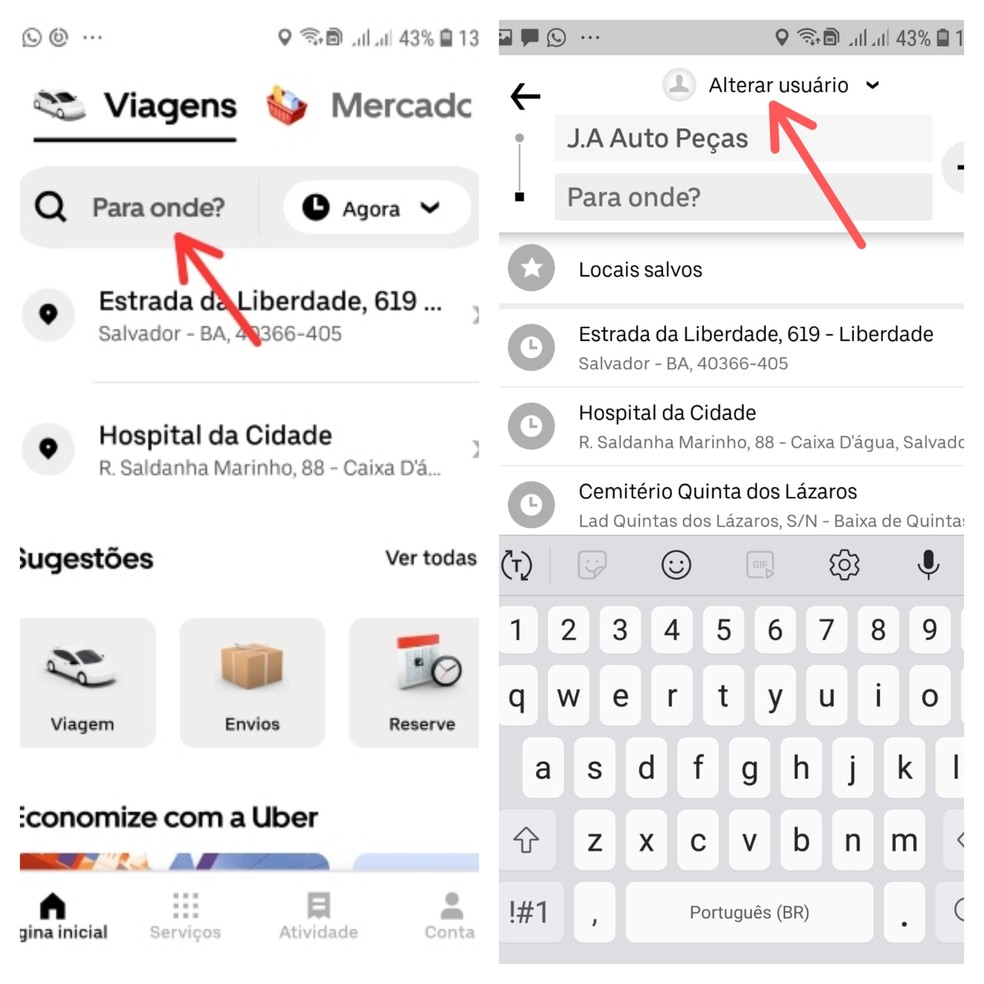 Como pedir uber para outra pessoa de forma nativa no app edapps 1