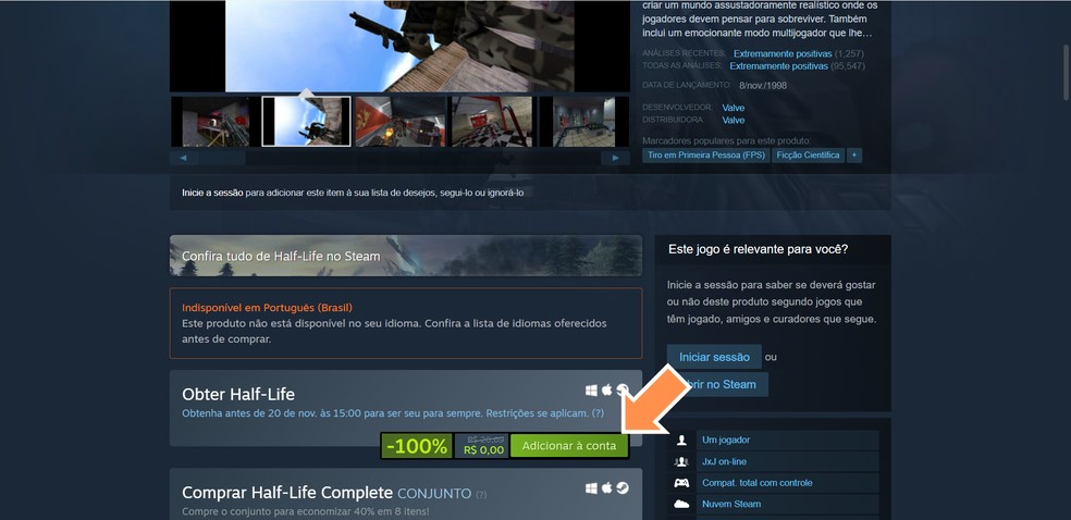 Como resgatar half life de graca via steam para jogar no pc edjogos 1