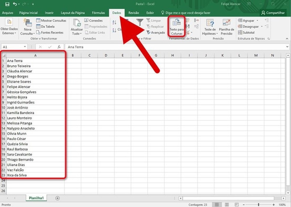 Como separar texto no excel em mais de uma coluna edsoftwares 1