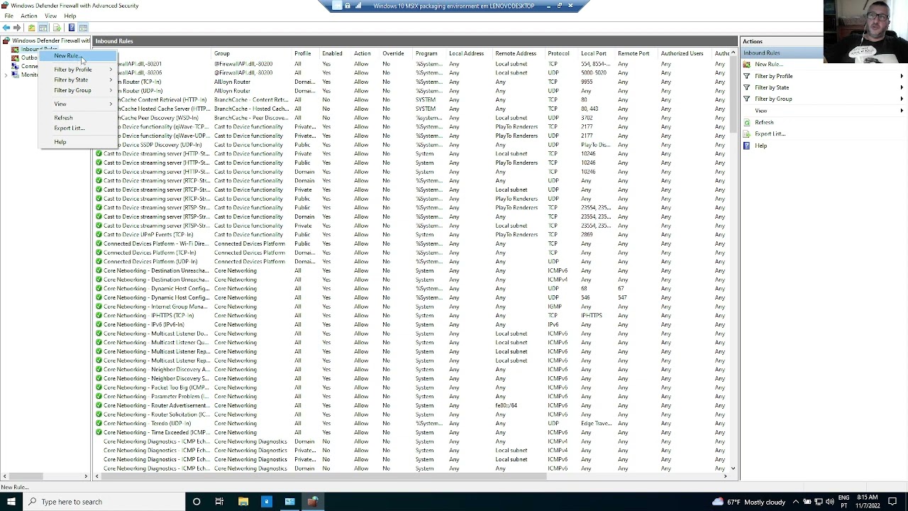Configurar exceções no firewall do Windows 10 9