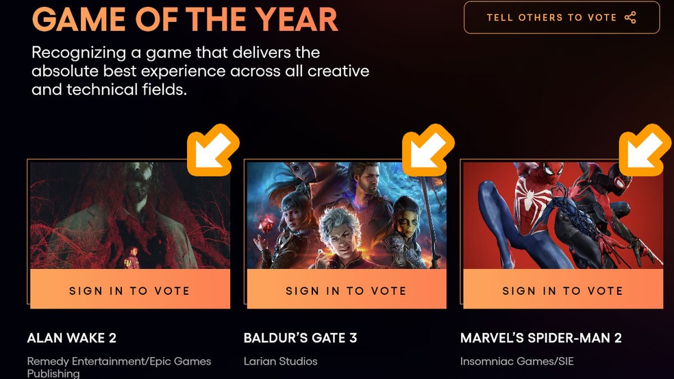 Como votar no the game awards 2023 para escolher o melhor jogo do ano edjogos 1