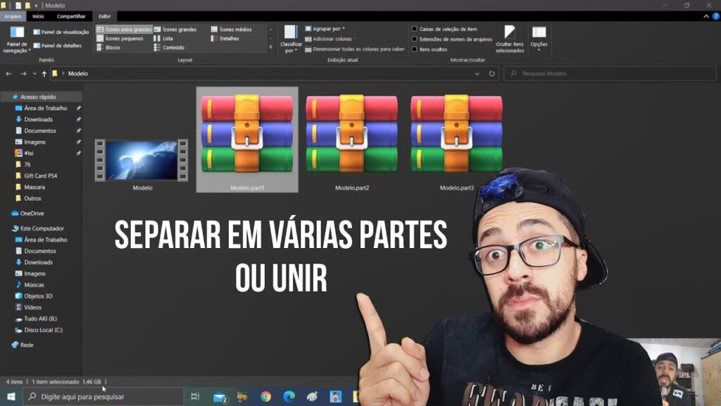 Como dividir pacotes em partes para compactar os arquivos no winrar 1