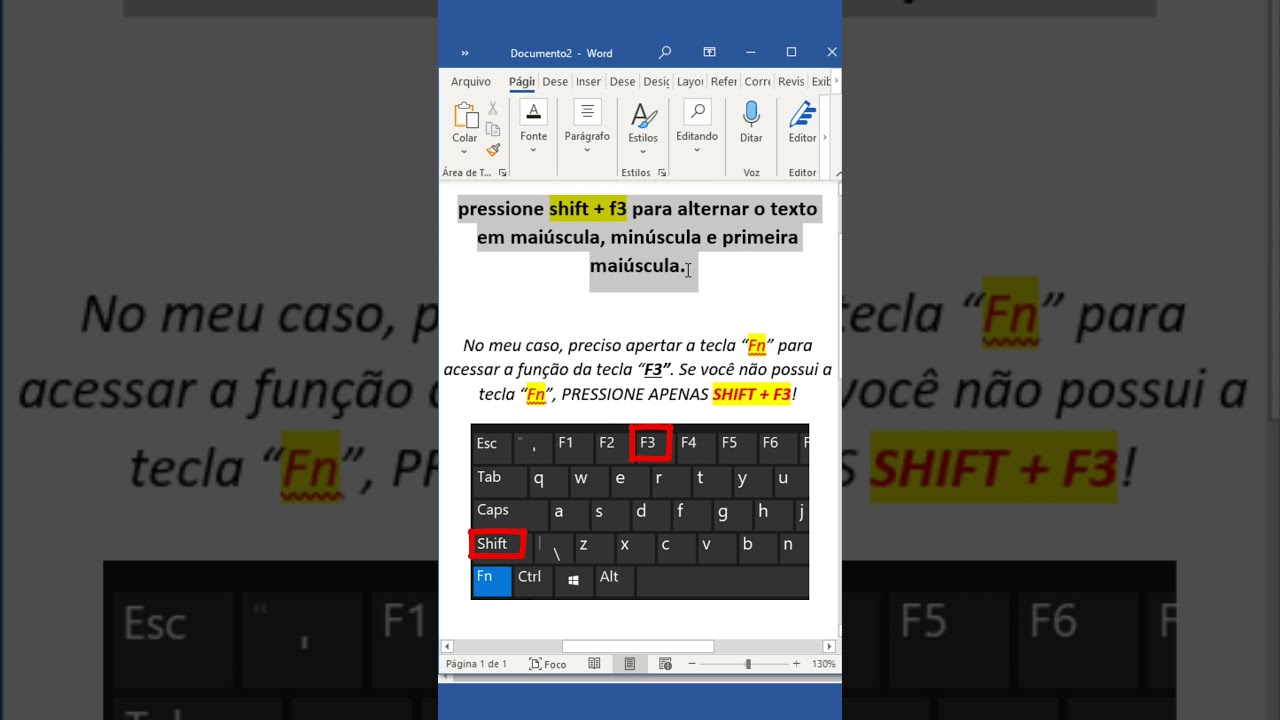 Como transformar letras minusculas em maiusculas no word e vice versa 3