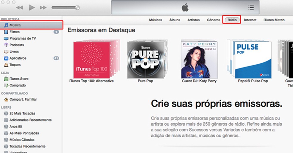 Como adicionar uma nova emissora no itunes radio o streaming da apple 1