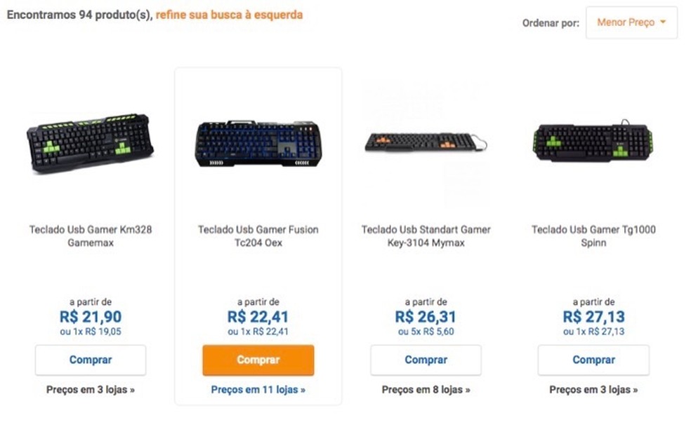 Como comprar teclado gamer mais barato pelo compare techtudo 3