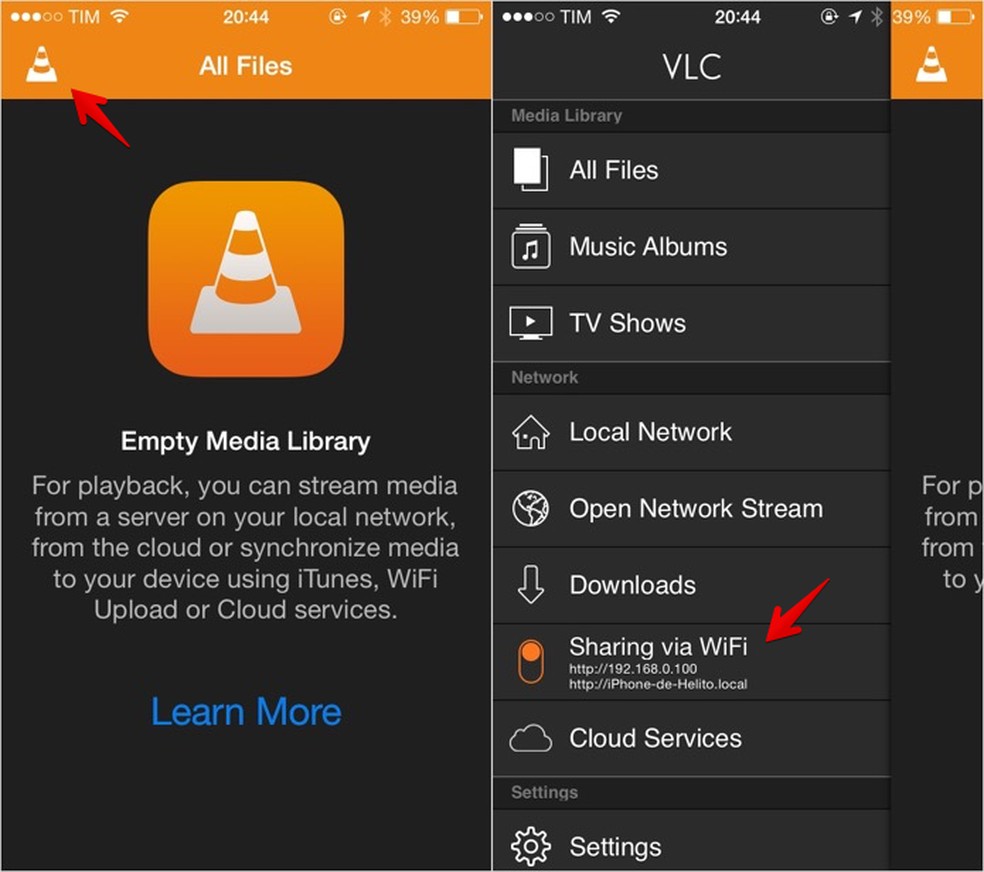 Como enviar videos ao vlc para ios por wi fi 1