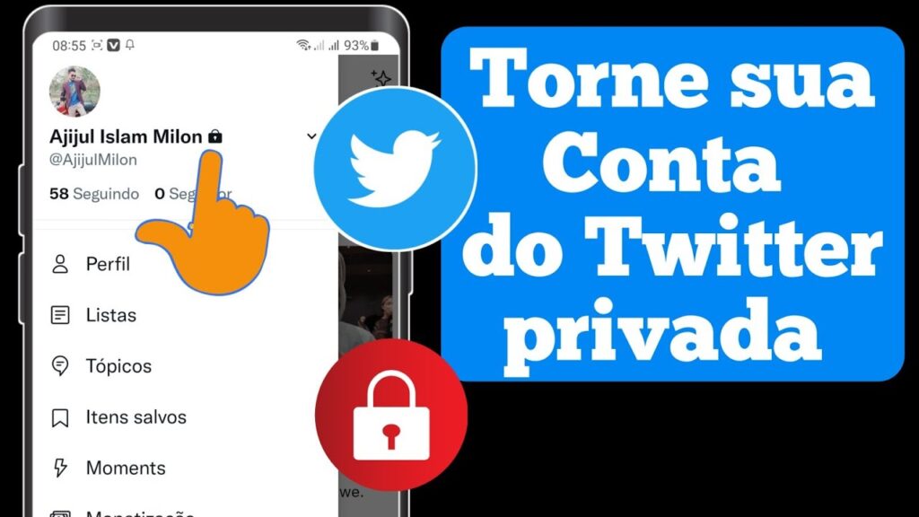 Como privar o twitter veja Como trancar e deixar sua conta privada 1