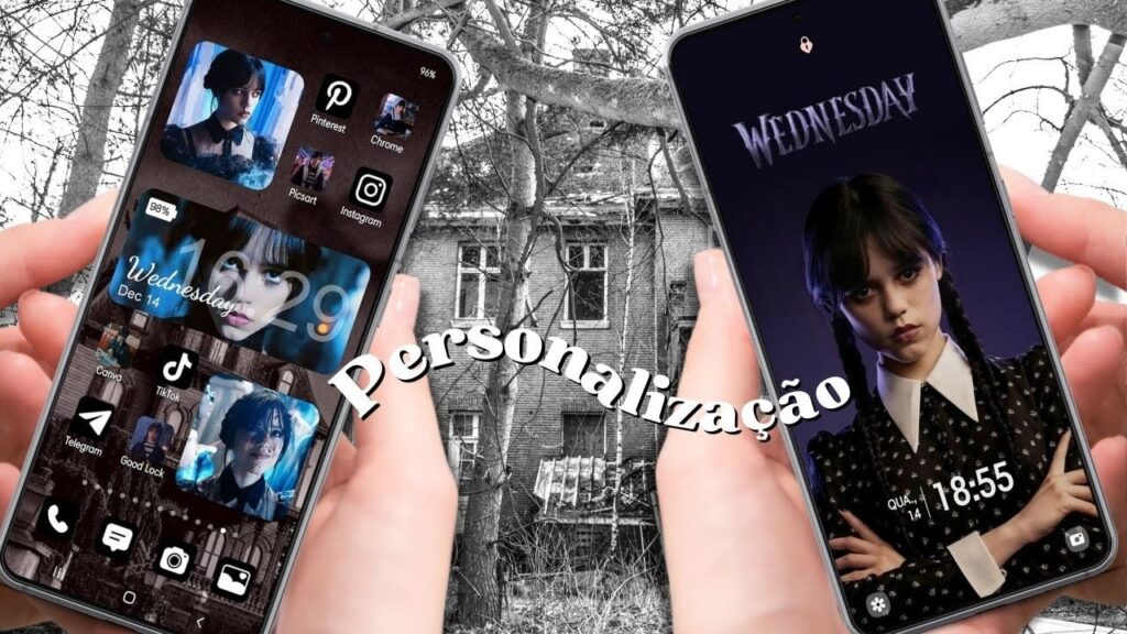 Como colocar papel de parede da wandinha no seu celular 1