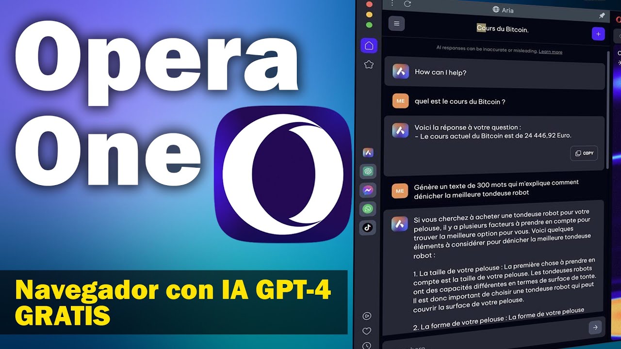 Como usar a aria inteligencia artificial do opera one com chatgpt edsoftwares 9