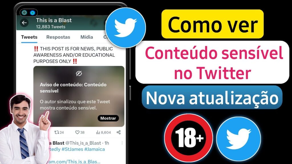 Como ver conteudo improprio no twitter 1