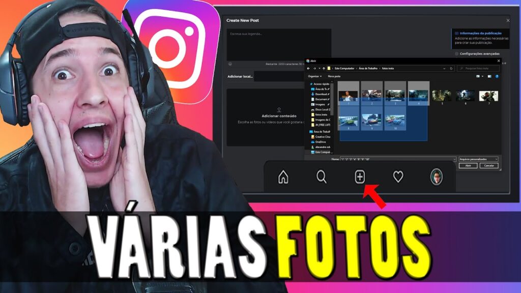 Como postar varias fotos no instagram pelo pc 1