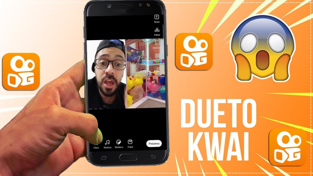 Como fazer dueto no kwai e fazer montagem com videos da rede social 1
