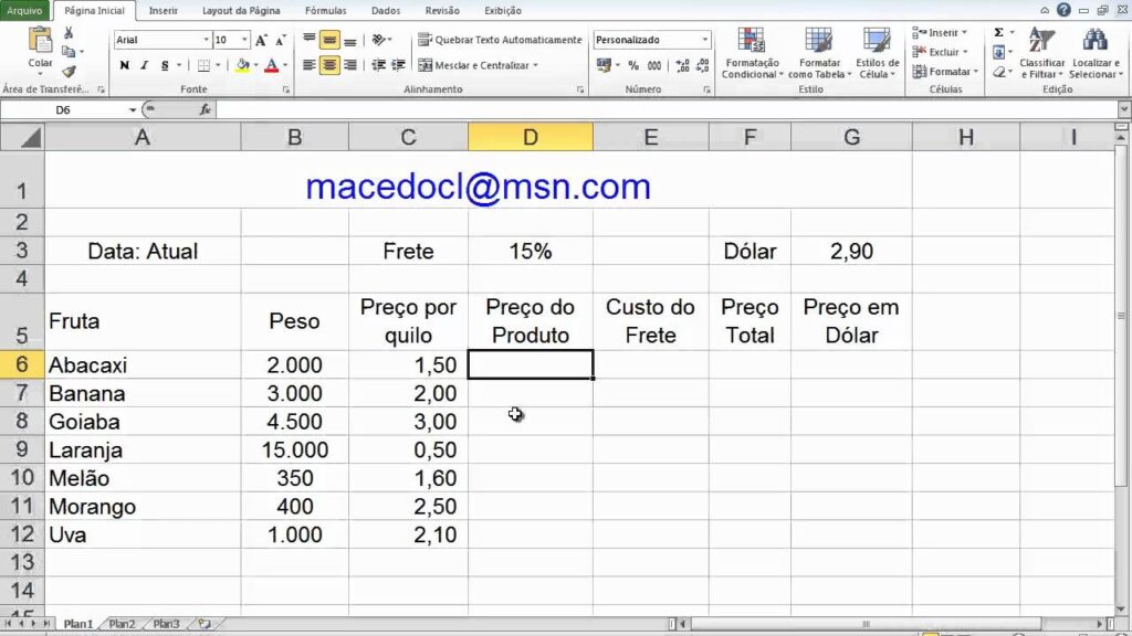 Como multiplicar no excel 1