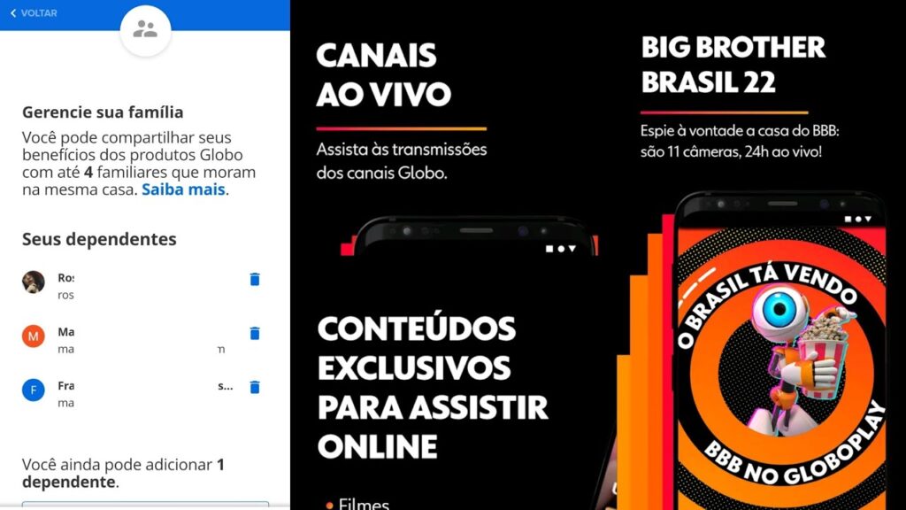 Como compartilhar globoplay saiba adicionar dependentes a conta 1