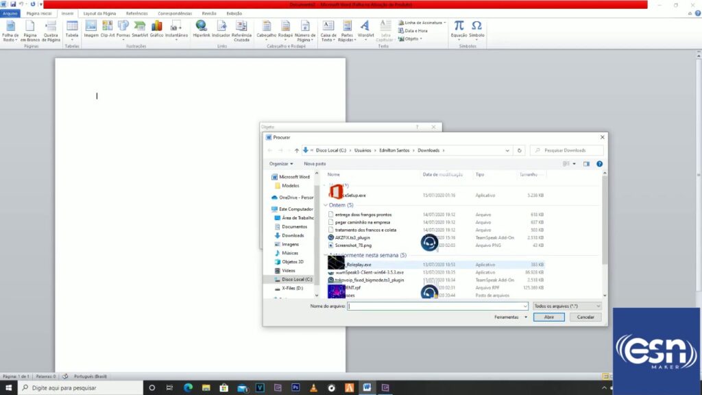 Como inserir um pdf em um arquivo do word 1