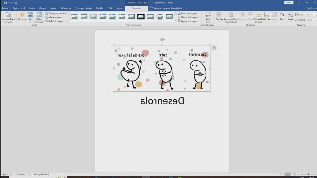 Como espelhar imagem e texto no word 1