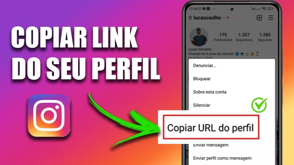 Como copiar link de um perfil no instagram e enviar para amigos 1