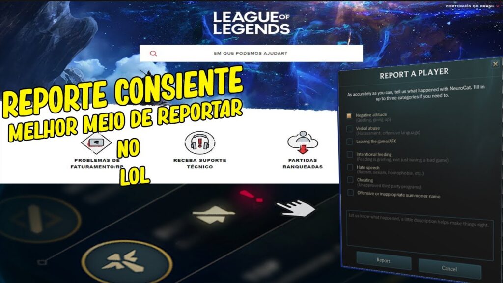 Como mandar ticket para a riot e reportar erros no lol e mais games esports 1