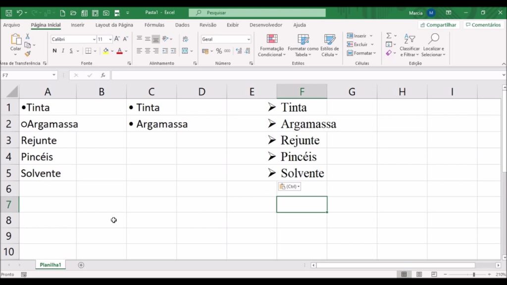 Como adicionar marcadores em planilhas do excel 1