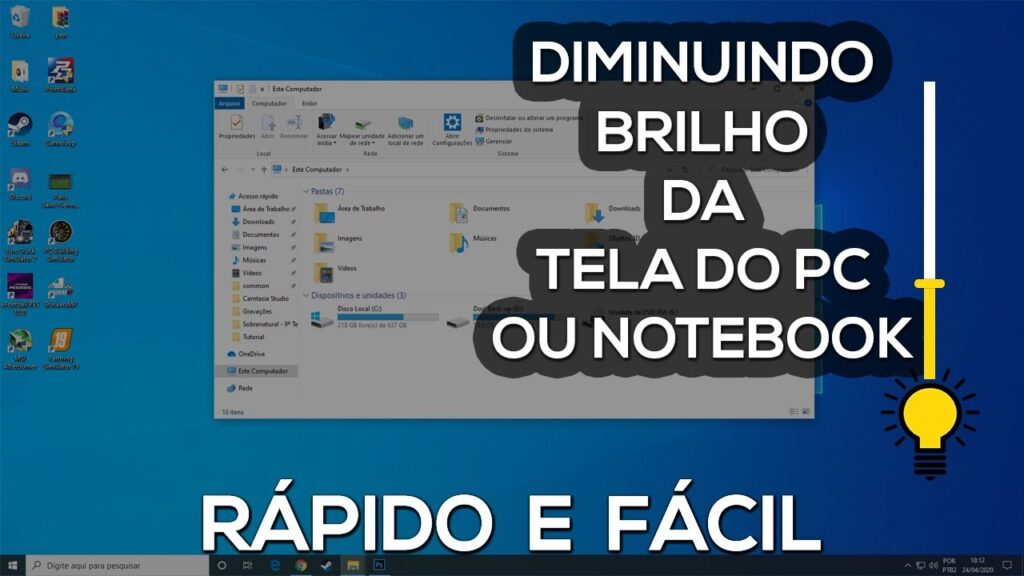 Como diminuir a luz do notebook 1