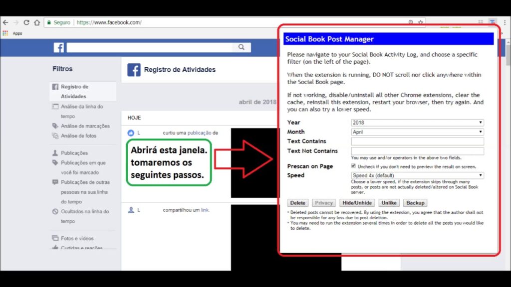 Como apagar posts especificos do facebook de uma so vez pelo chrome 1