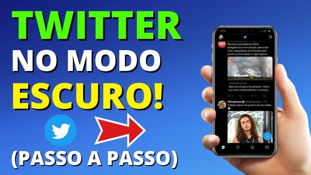 Como deixar o twitter preto no android ao ativar o modo escuro 1