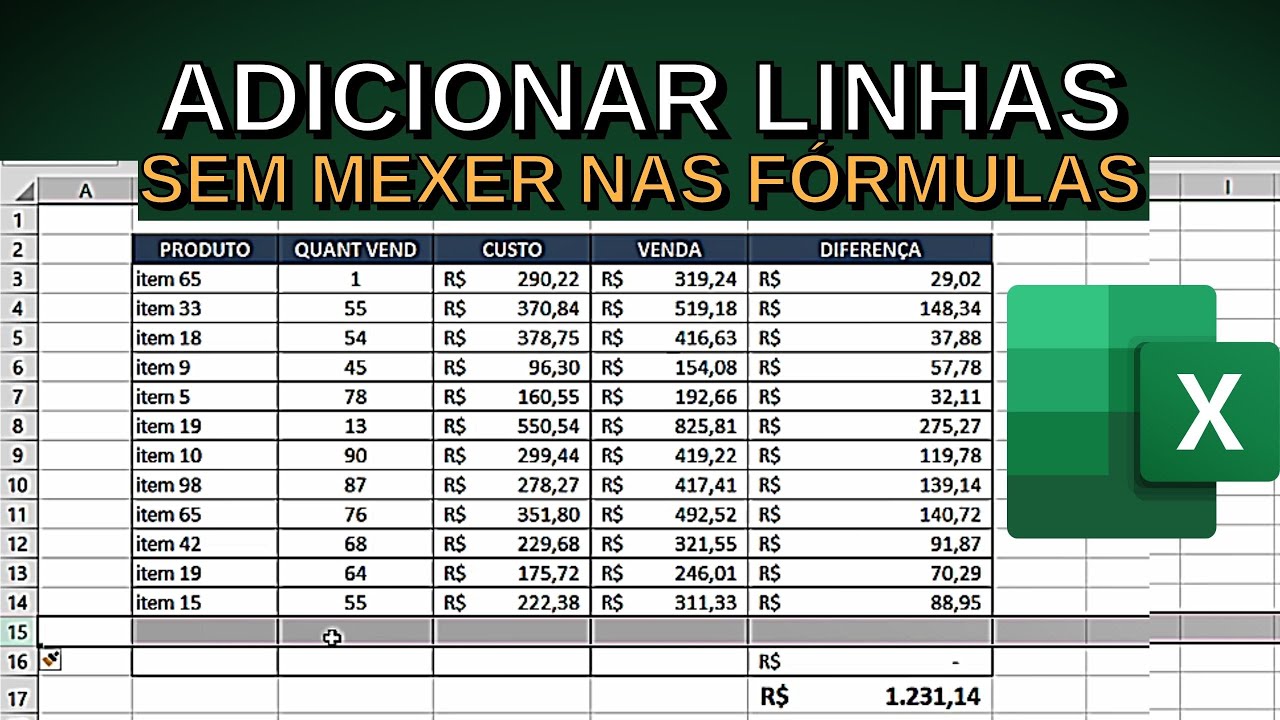 Como inserir linha no excel 5