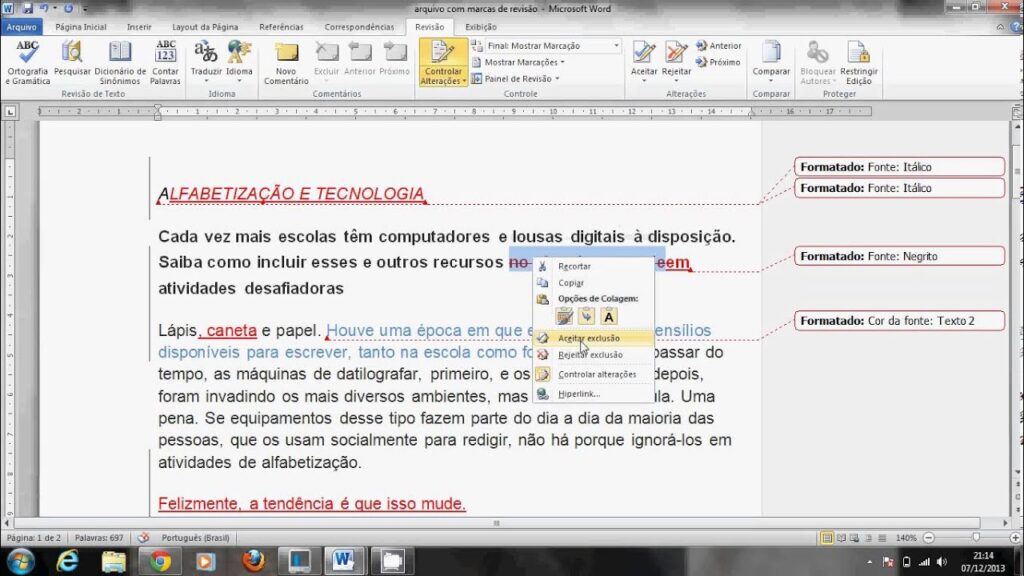 Como usar as ferramentas de revisao do word 1