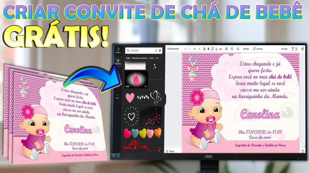 Como fazer convite de cha de bebe para whatsapp gratis 1