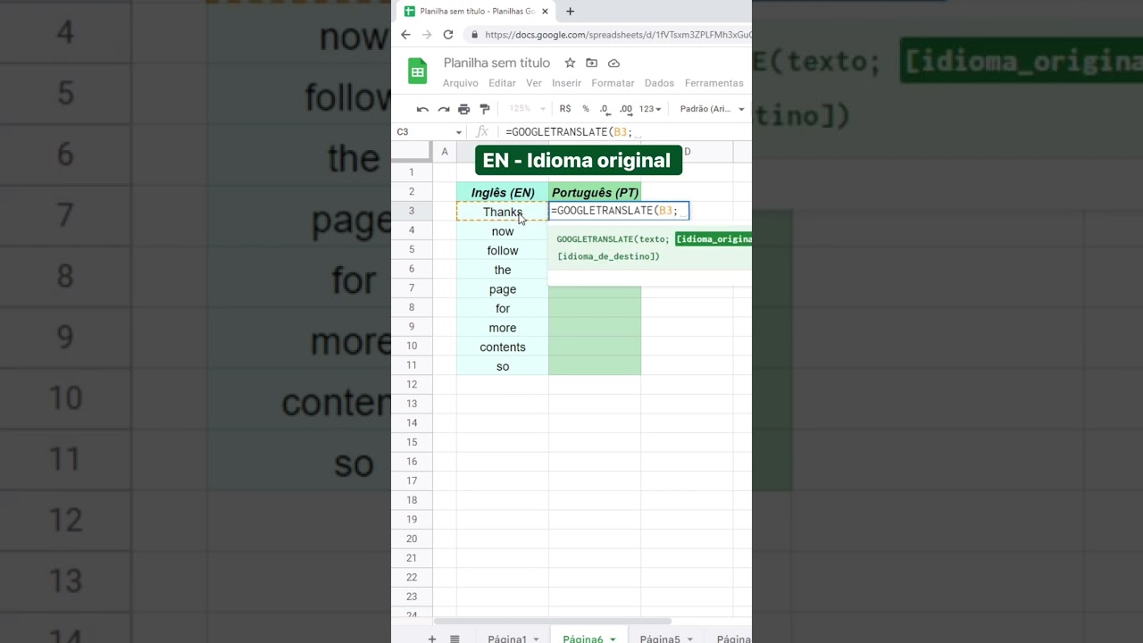 Como traduzir celulas de uma planilha de excel no google sheets 10