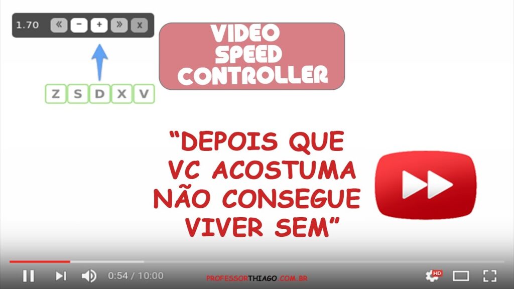 Como usar a extensao video speed controller para acelerar videos no chrome 1