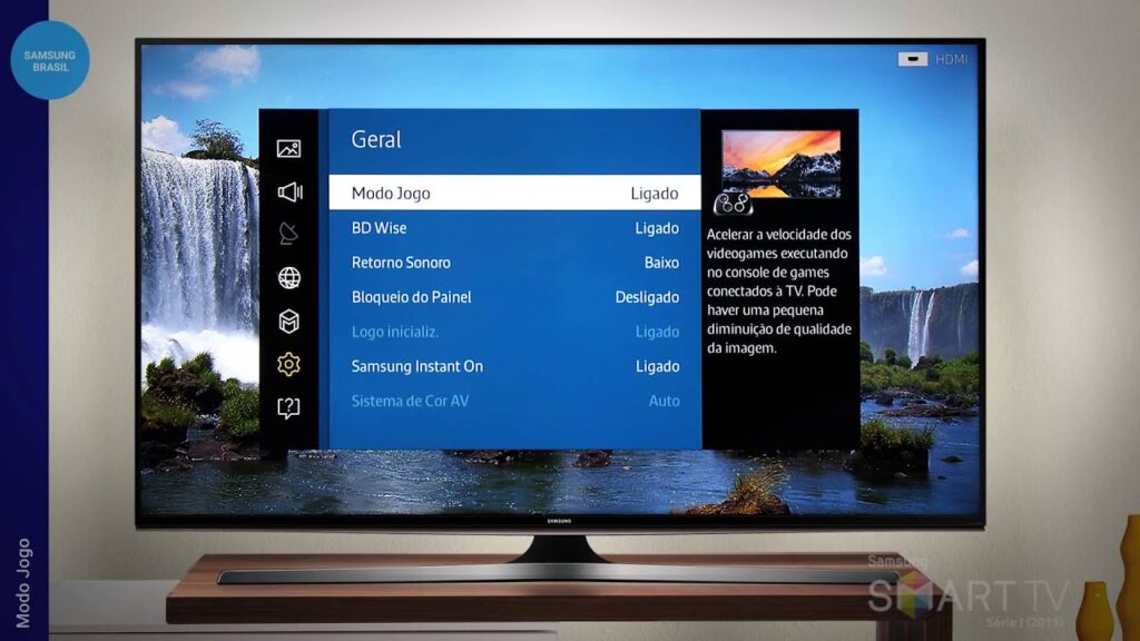 Como ativar o modo jogo na smart tv samsung para acelerar velocidade 1