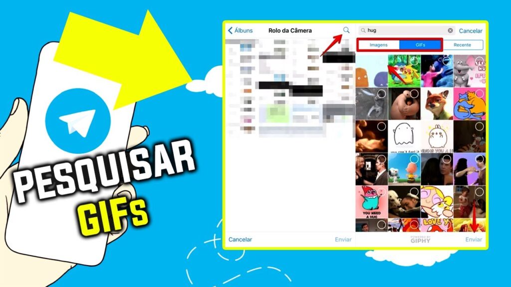 Como usar a busca por gifs e imagens no telegram 1