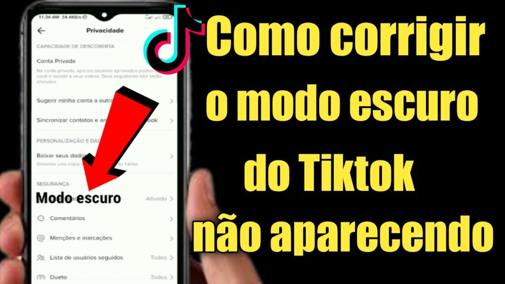 Como deixar o tiktok preto no celular 1