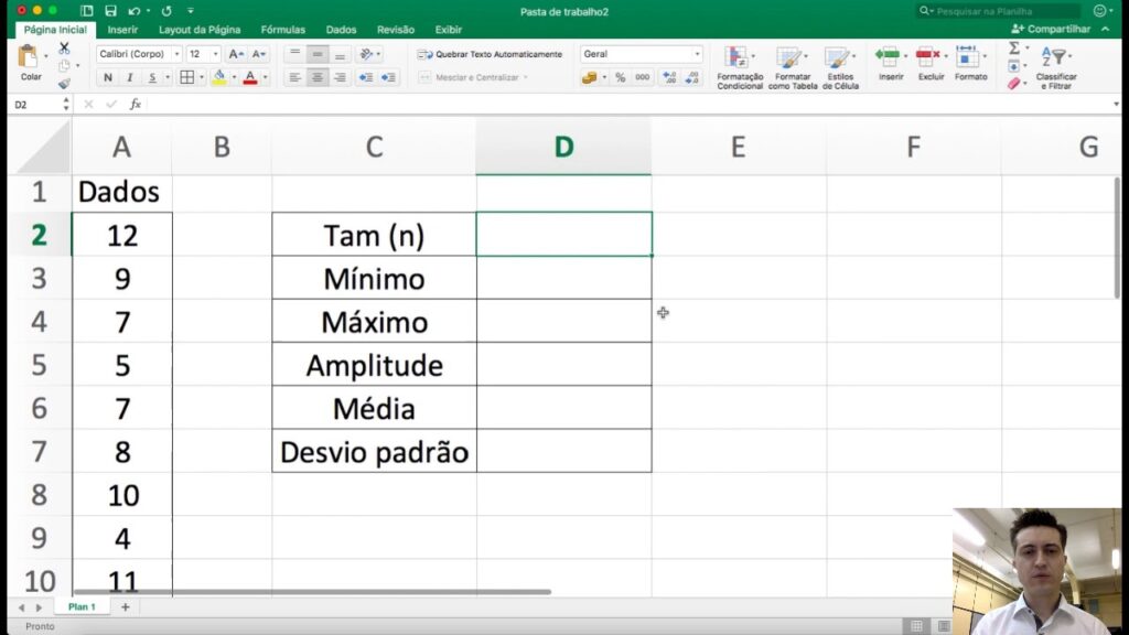 Como calcular desvio padrao no excel 1