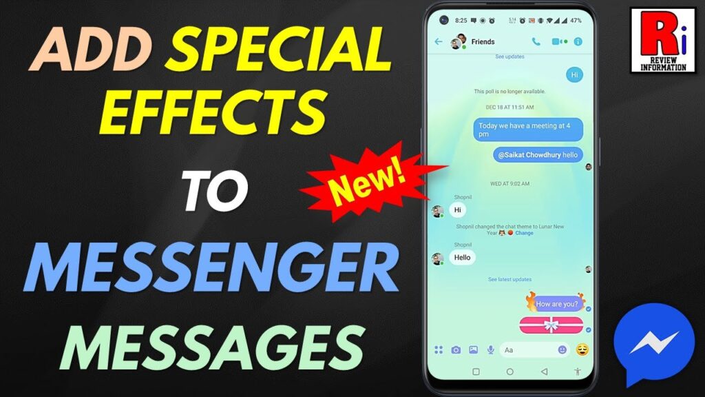 Como enviar texto em formato gif no messenger para android e iphone 1