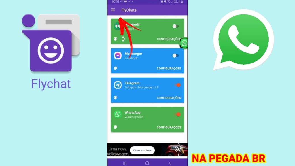 Como escrever de modo invisivel no whatsapp com o app flychat 1