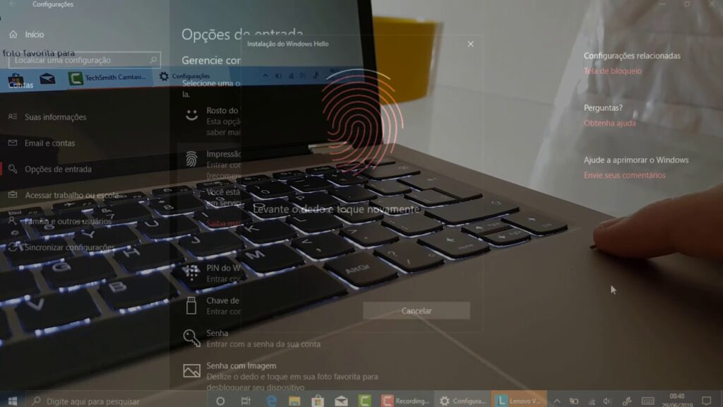 Como cadastrar impressoes digitais em notebooks com windows 10 1