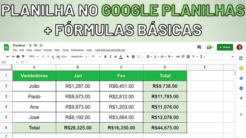 Como usar formulas nas planilhas do google sheets 1