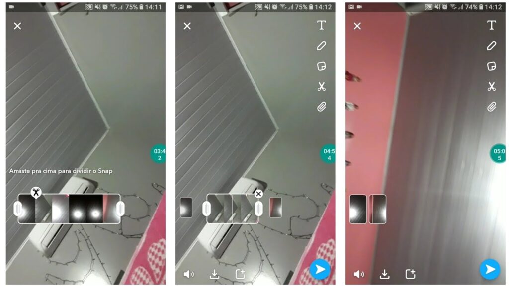 Como usar a tesoura para cortar partes de um snap no snapchat 1