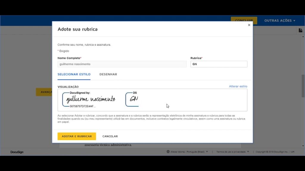 Como assinar documentos recebidos pelo google docs 1