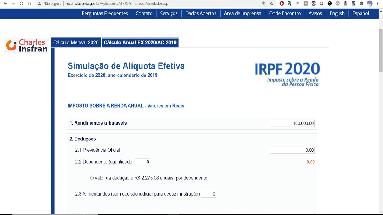 Como calcular imposto mensal ou anual com o app pessoa fisica 3