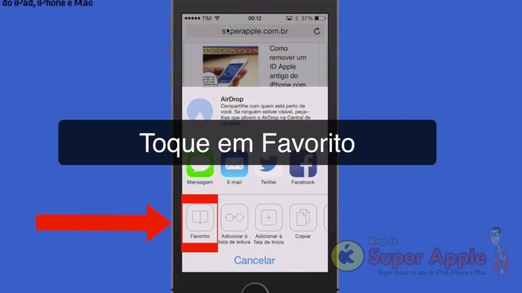 Como favoritar uma pagina web no iphone 1