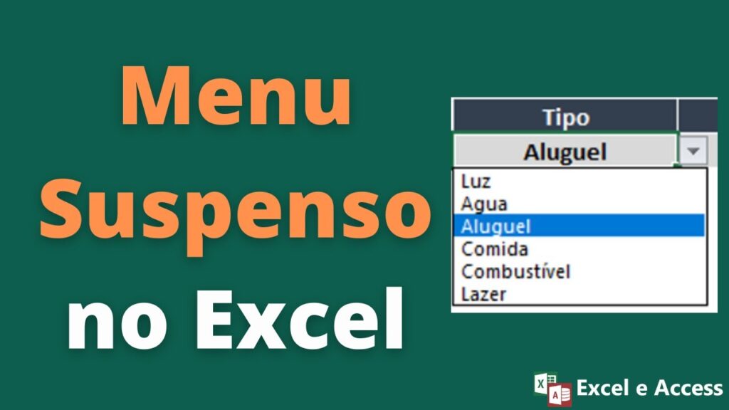 Como criar um menu suspenso no excel 1