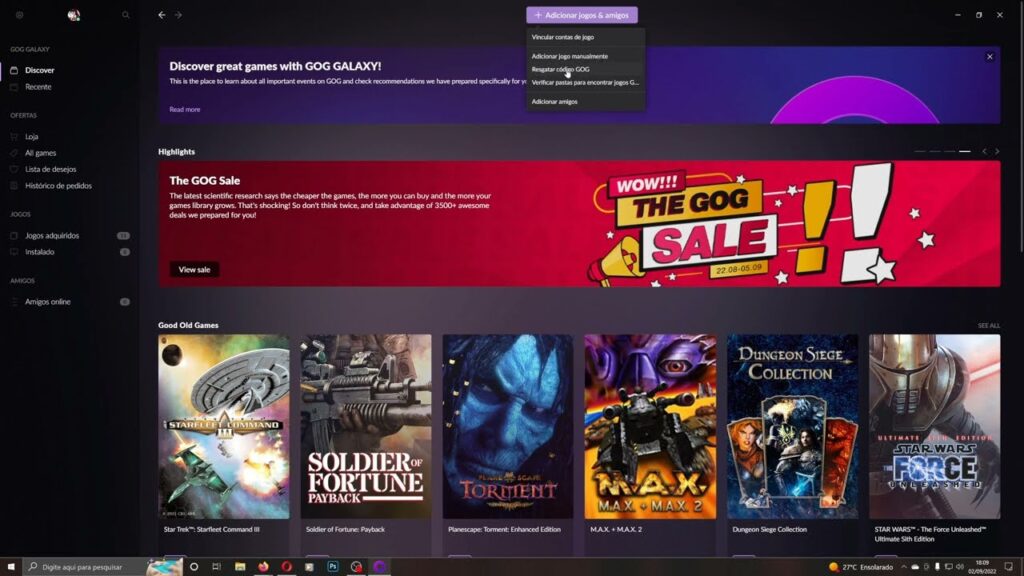 Como baixar jogos gratis na plataforma gog 1