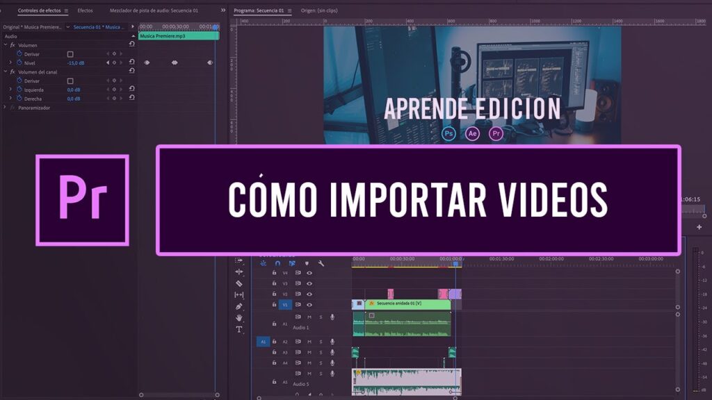 Como importar videos fotos e audios para um projeto no adobe premiere pro 1